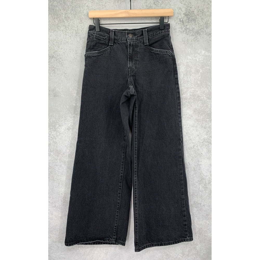 Levis Wide Leg Jeans Womens 24 Black '94 Baggy Wide Leg 100% Cotton Denim Pants